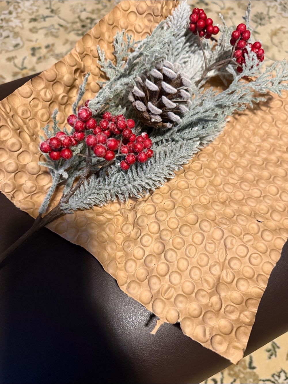 Frosted Pinecone & Red Berry Holiday Pick